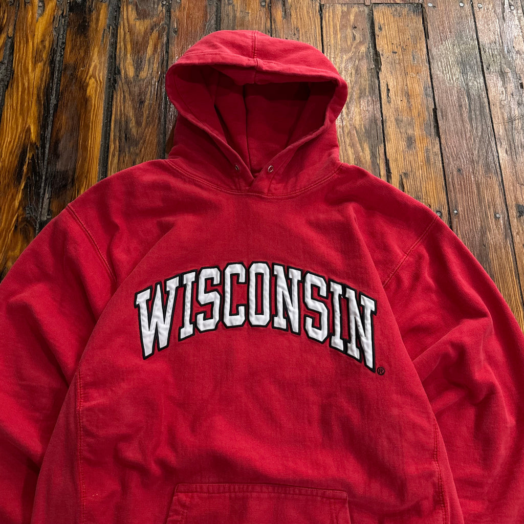 Vintage Wisconsin SpellOut Hoodie Sz XL