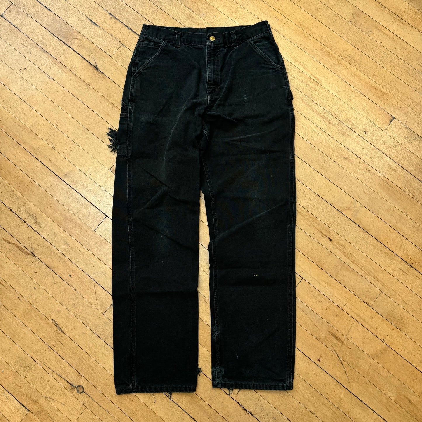 Vintage BLK Carhartt Thrashed Denim Jeans Sz 34x34