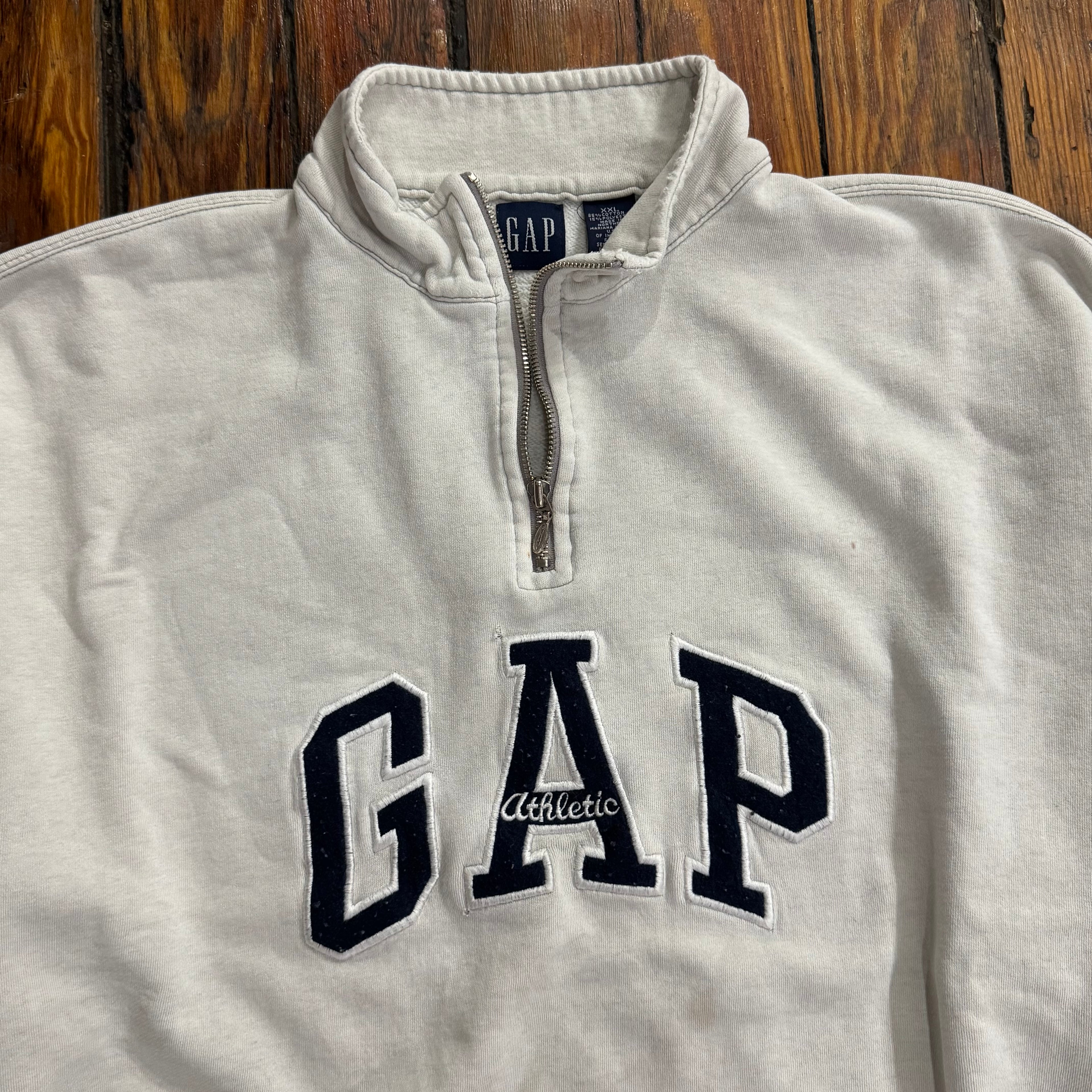 Vintage Gap Athletics SpellOut Quarter Zip Sz XXL