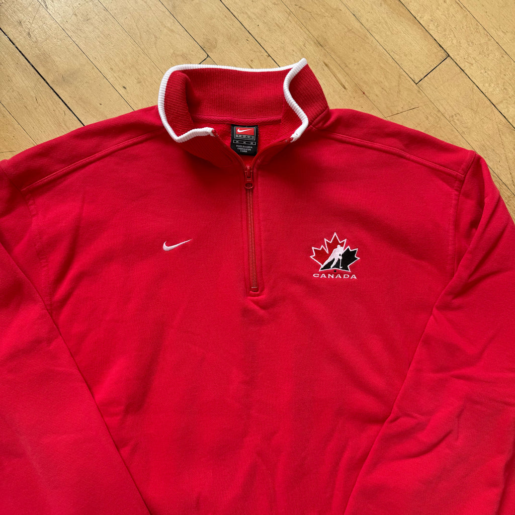 Vintage Nike Canada Hockey Quarter Zip CrewNeck Sz M