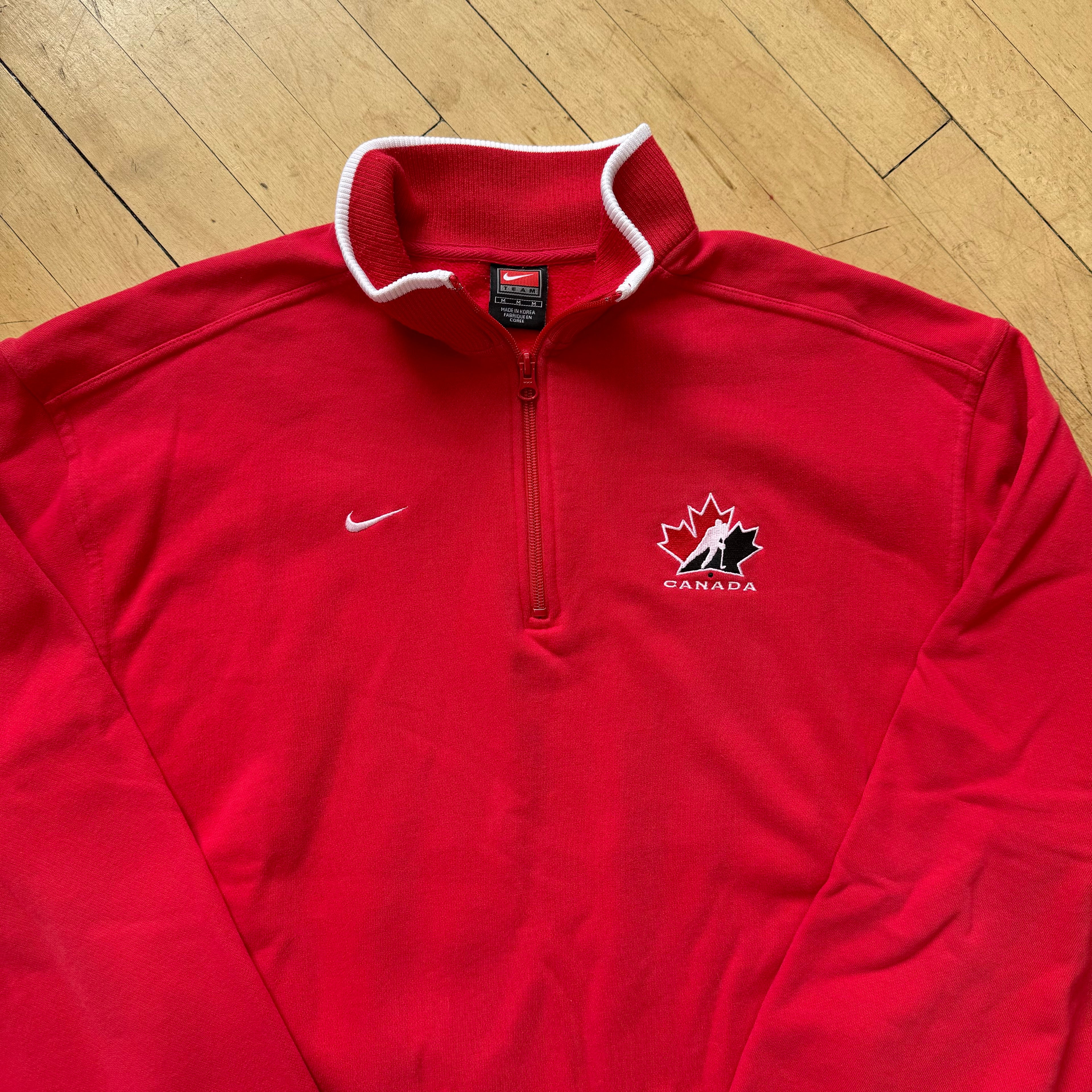 Vintage Nike Canada Hockey Quarter Zip CrewNeck Sz M