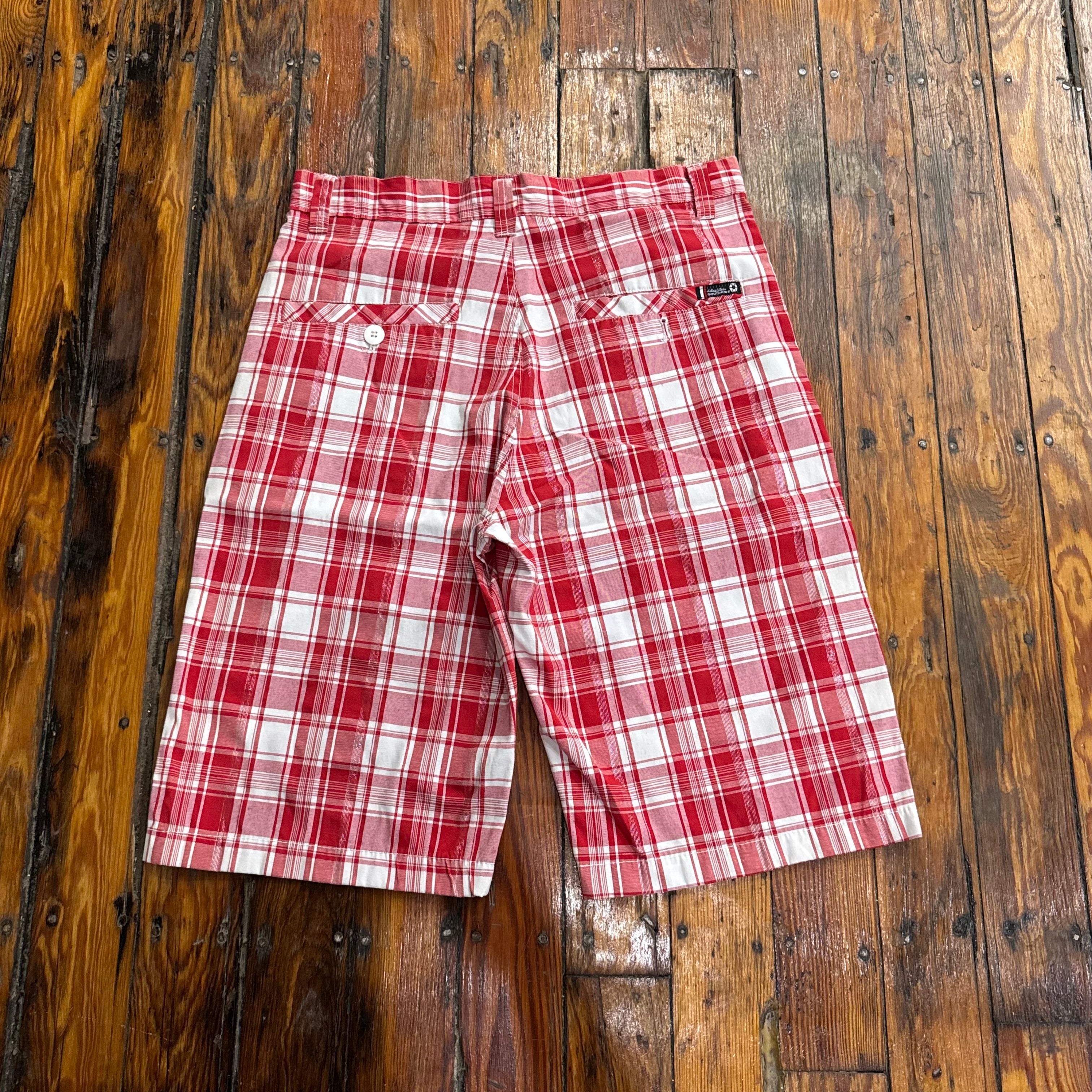 Y2K Plaid SouthPole Khaki Shorts Sz 34