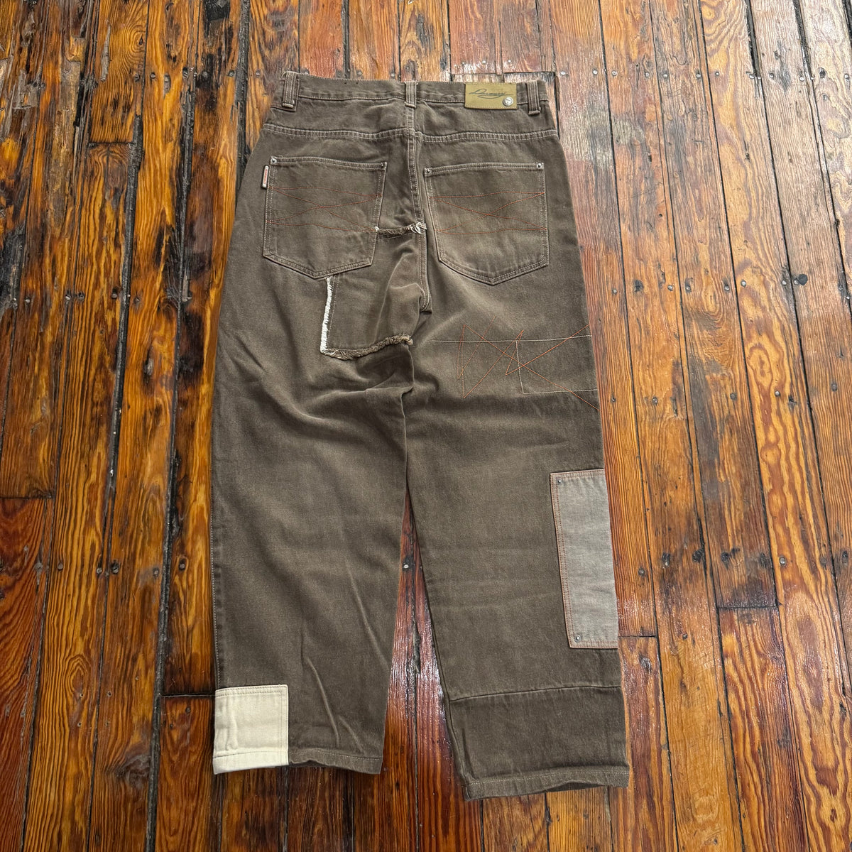 Y2K Davoucci Denim Patch Work Jeans Sz 34x33