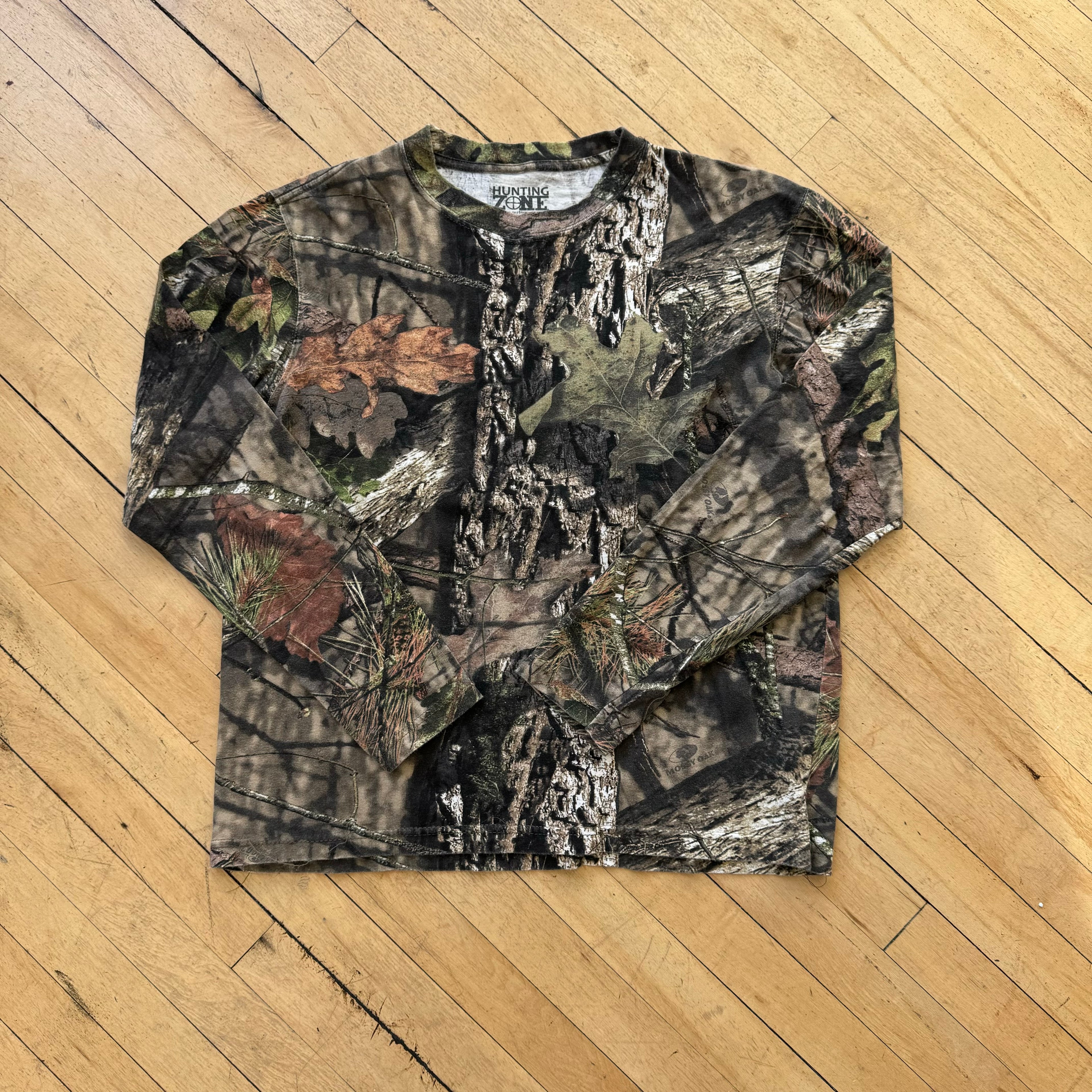 Vntg Camo Long Sleeve Hunting Zone T-shirt Sz L