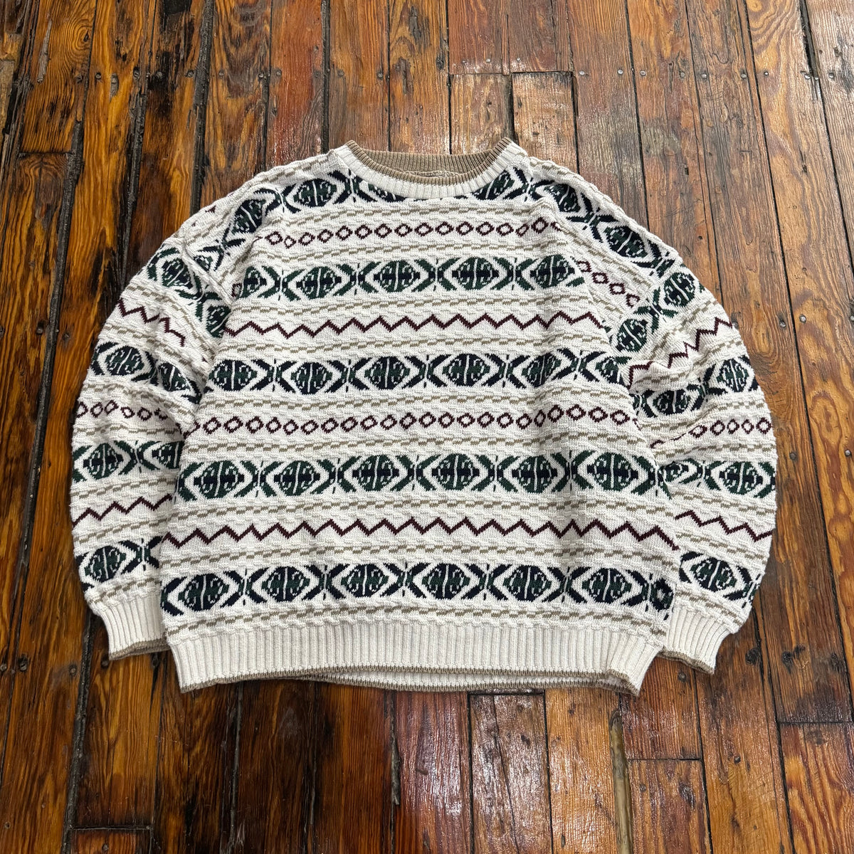 Vintage Knit Patterned Sweater Sz XL
