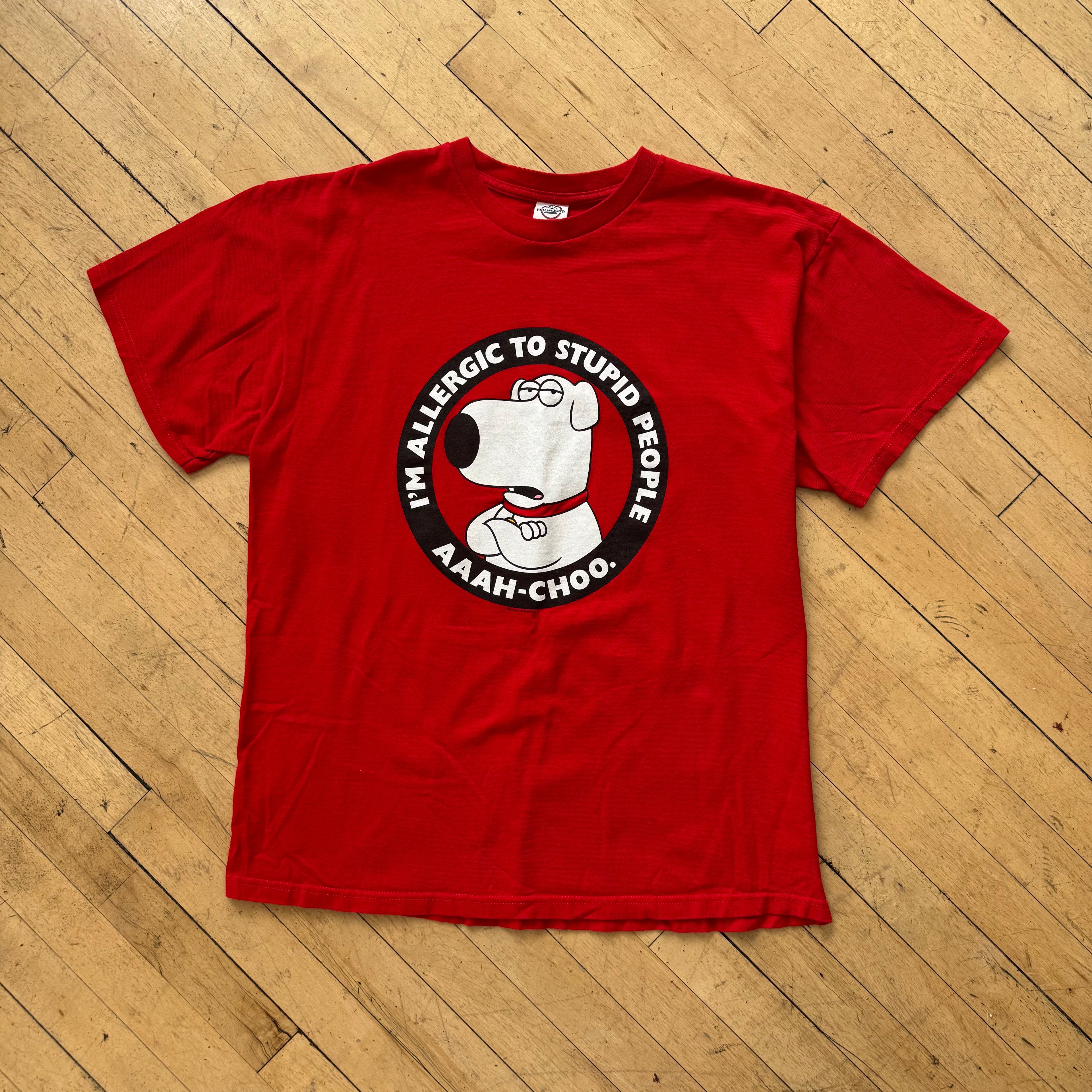 Y2K Family Guy Allergic to Stupid People T-shirt Sz L