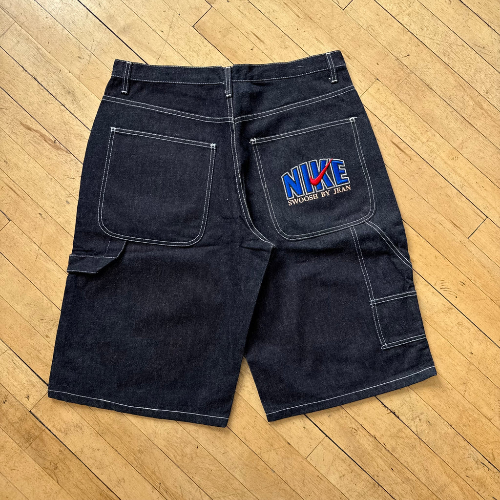 Vintage Boot Nike Embroidered Denim Jean Shorts Sz 36