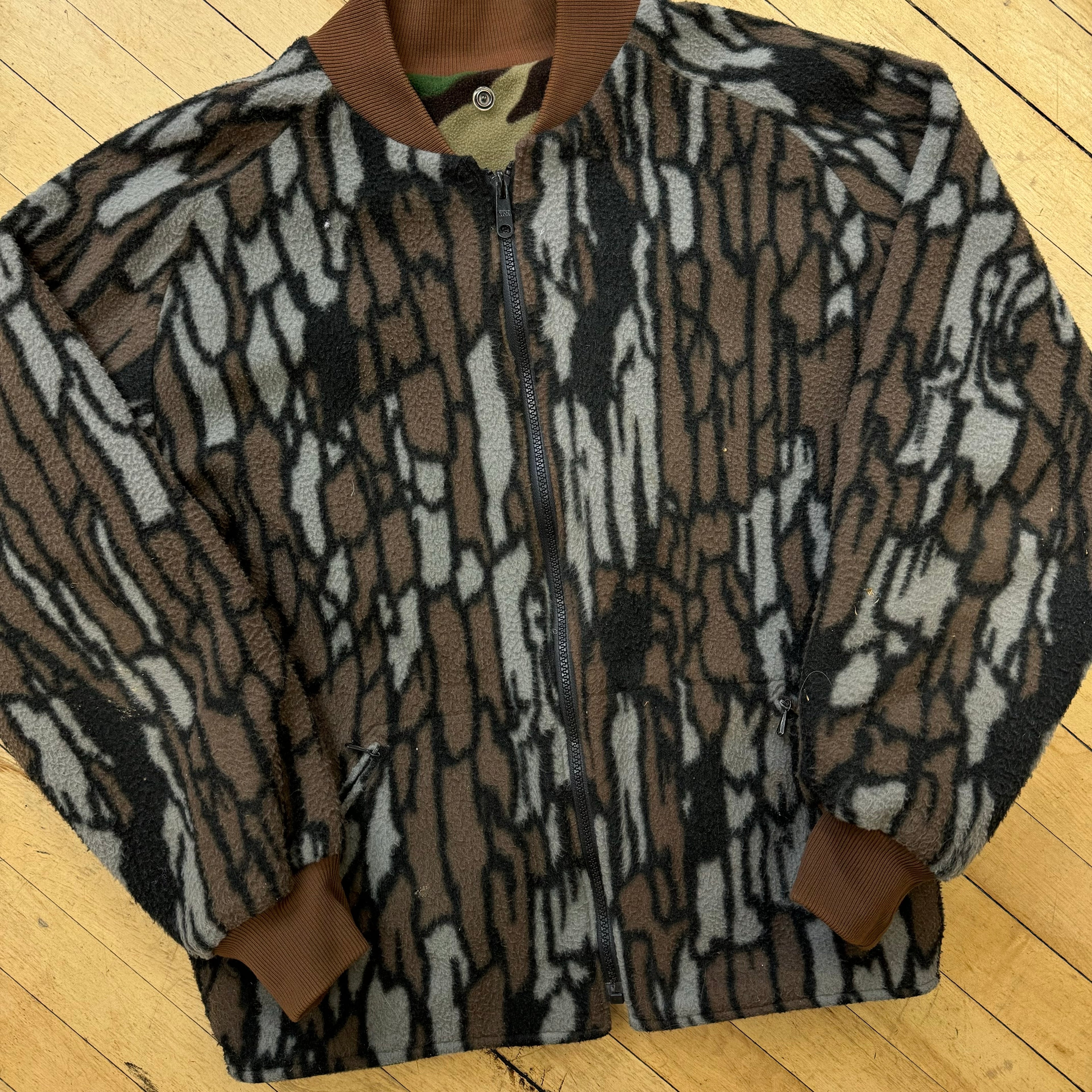 Vintage Reversible Camo Fleece Bomber Jacket Sz L