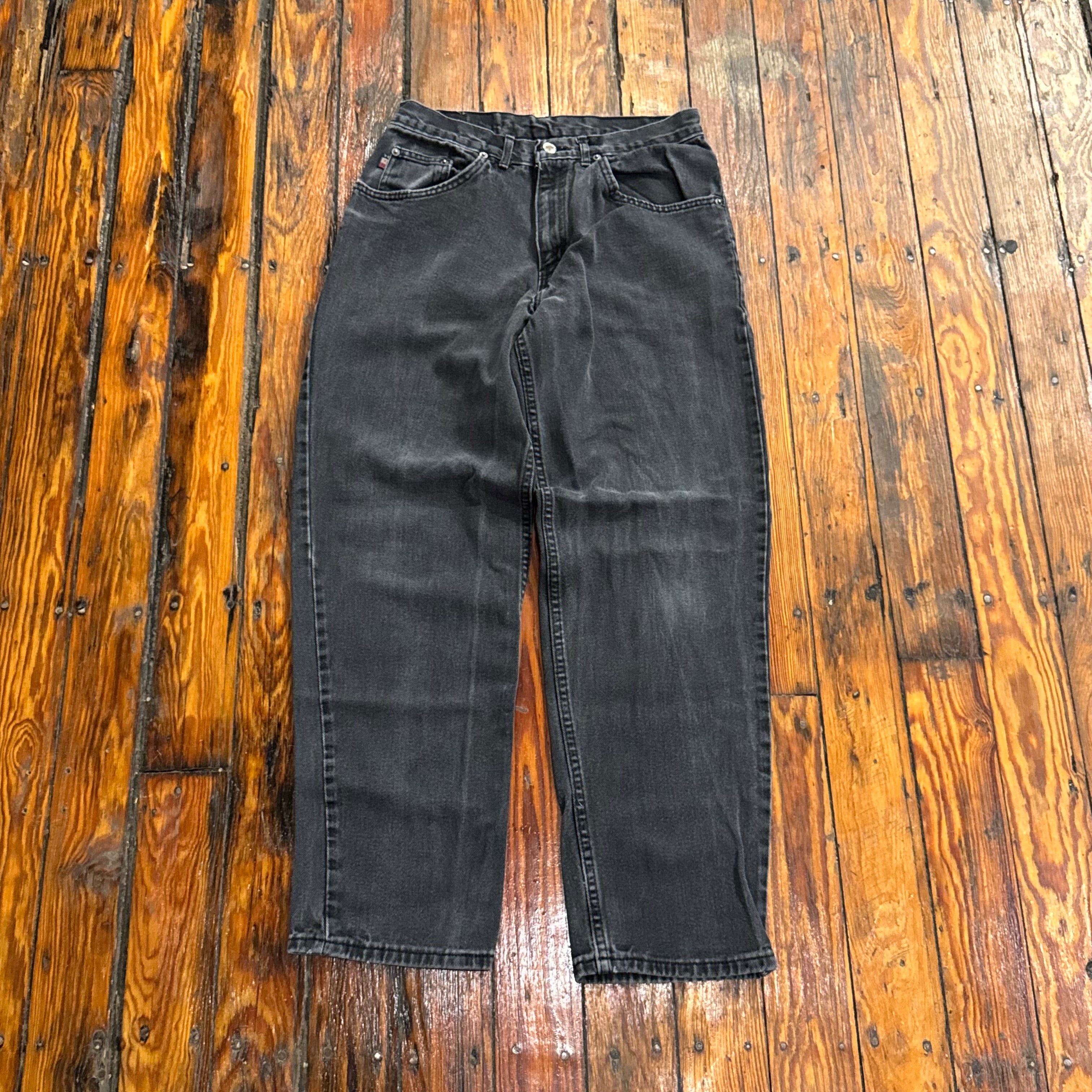 Vintage HIS Faded Black Denim Jeans Sz 31x30