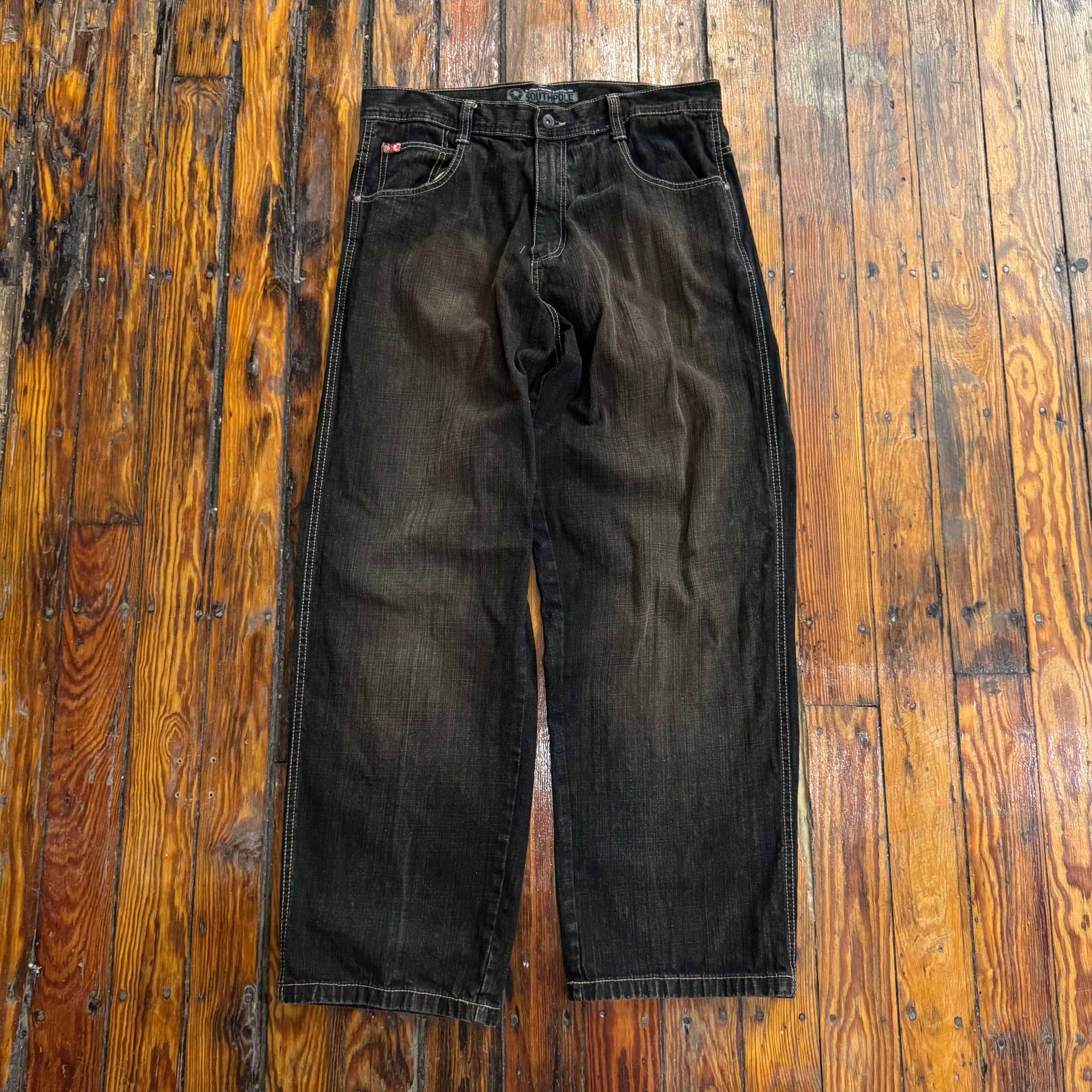 Y2K SouthPole Faded Black / Brown Denim Jeans Sz 36
