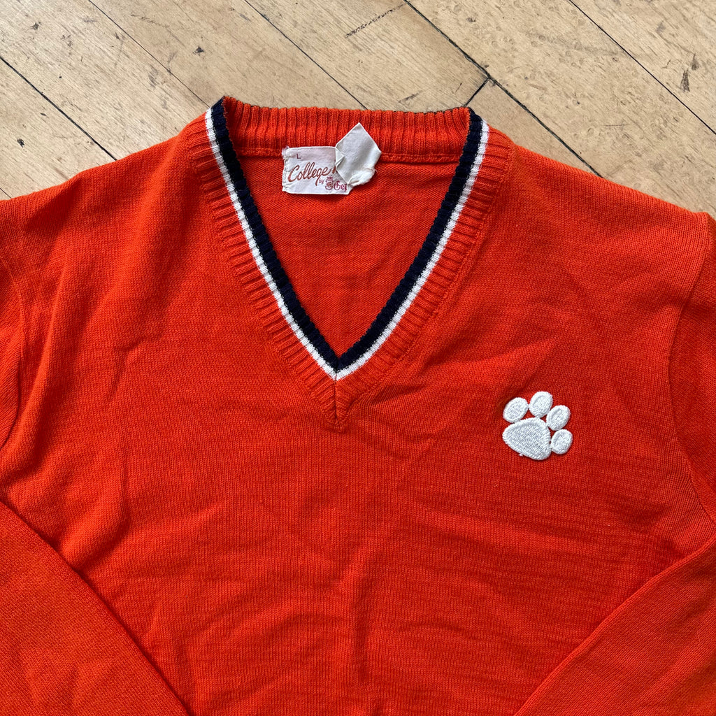 Vintage Clemson V-Neck Sweater Sz M