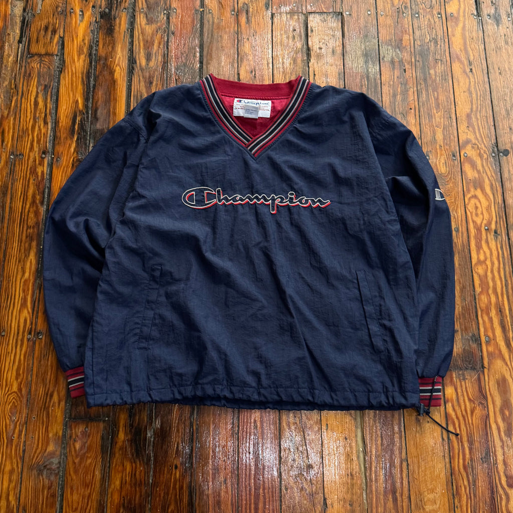 Vintage Champion SpellOut Pull Over Jacket Sz XL