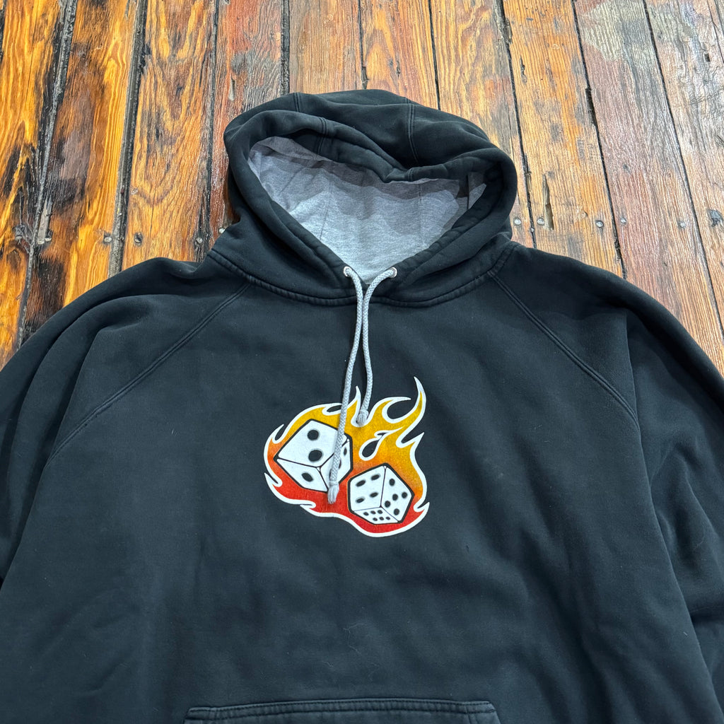 Y2K Flaming Dice Hoodie Sz L