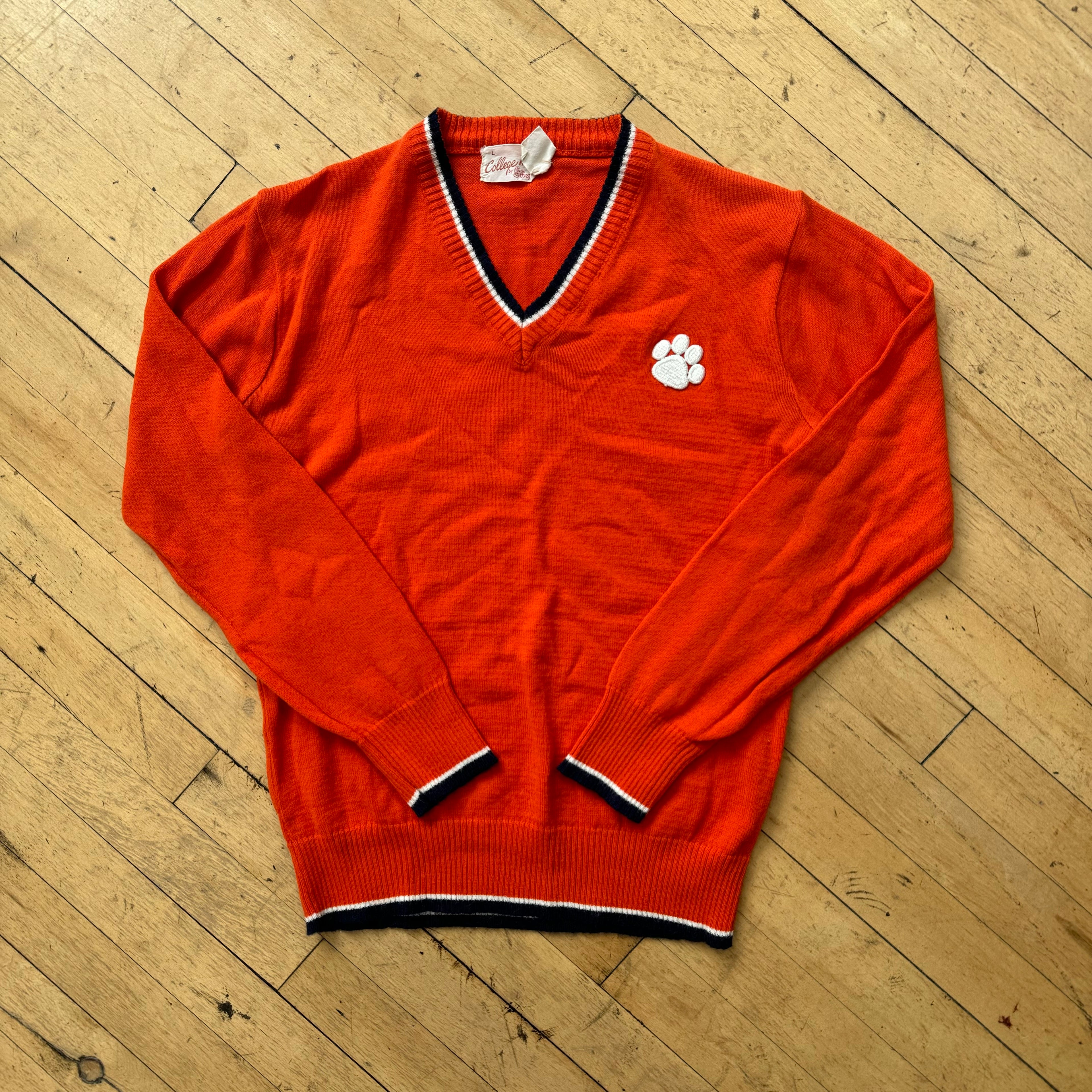 Vintage Clemson V-Neck Sweater Sz M