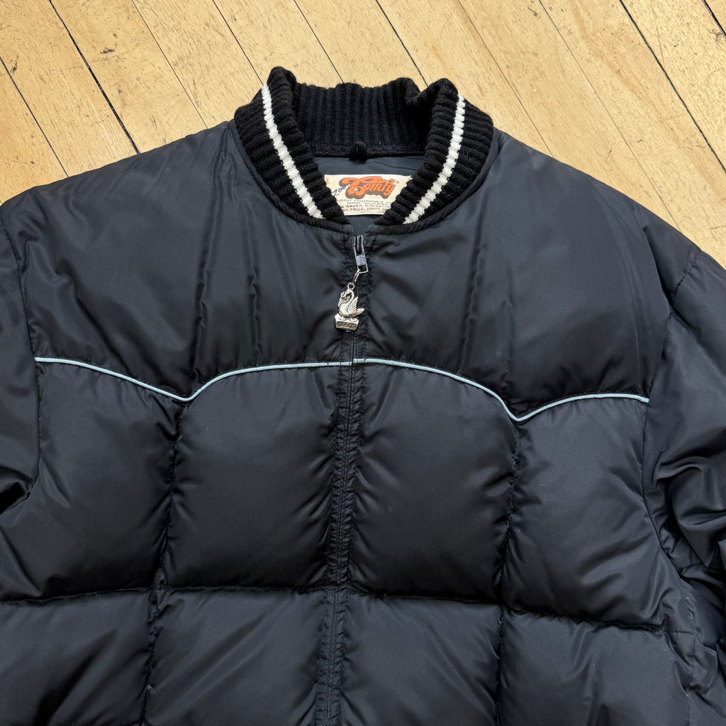 Vintage BLK Goose Down Comfy Puffer Jacket Sz XL