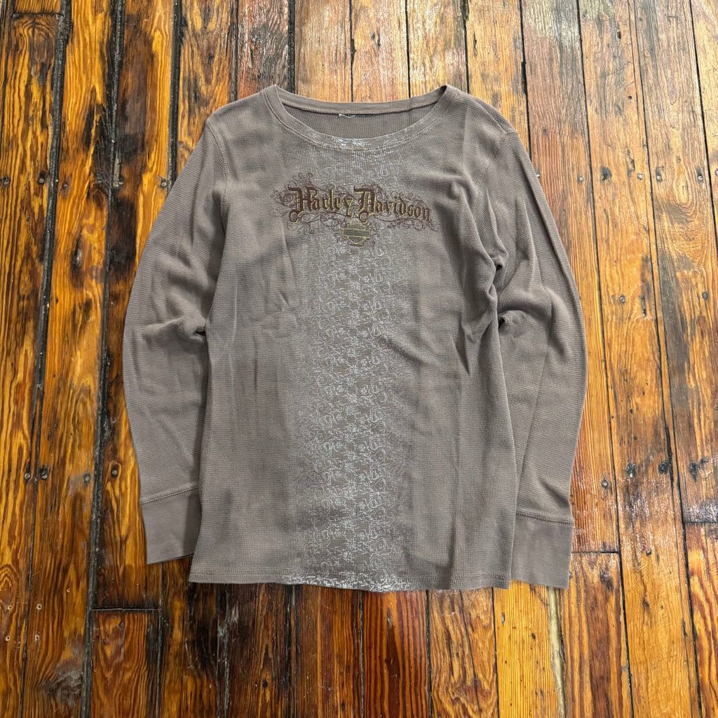 Y2K Thermal Harley Davidson Long Sleeve T-shirt Sz M