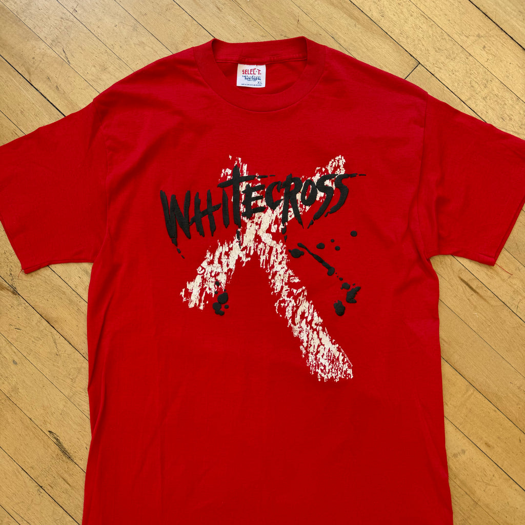Vintage White Cross Band T-shirt Sz L